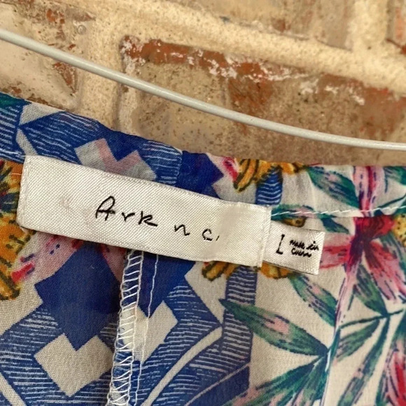 Ark n c. Blue Geometric Floral Sheer Cold Shoulder Maxi Dress - Picture 7 of 14